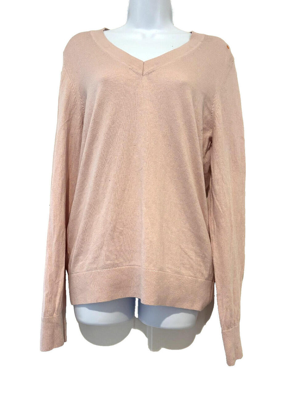 Vince sz M pale pink v neck cashmere blend long sleeve sweater GG - Picture 2 of 3